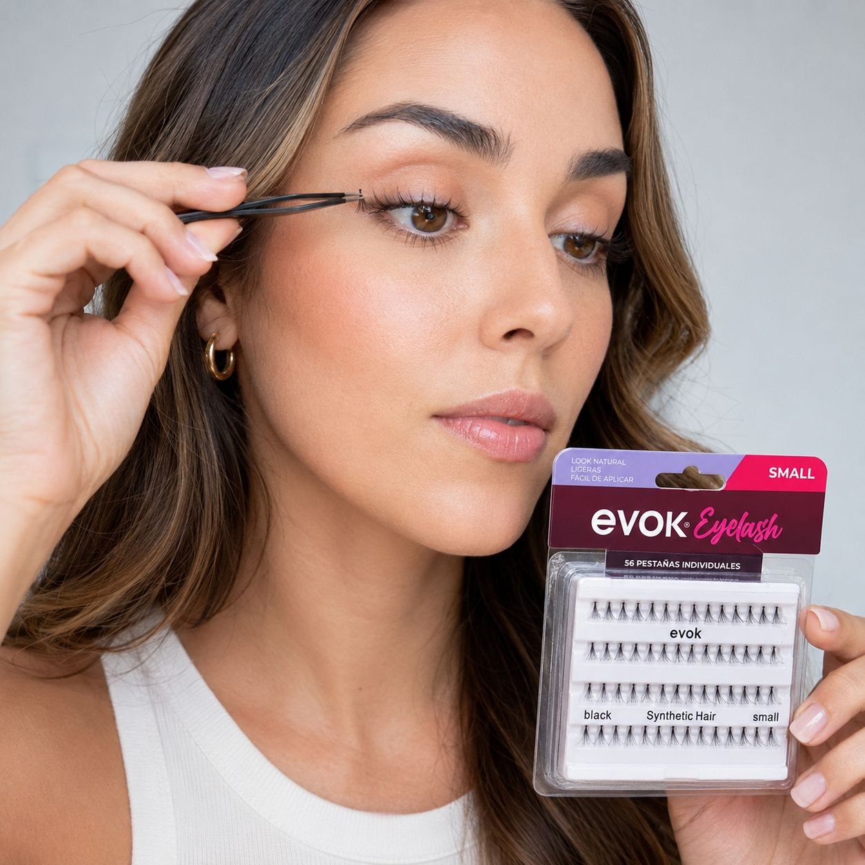 SET DE 56 PESTAÑAS INDIVIDUALES NEGRAS DE CABELLO SINTÉTICO EVOK EYELASHES 1 UND