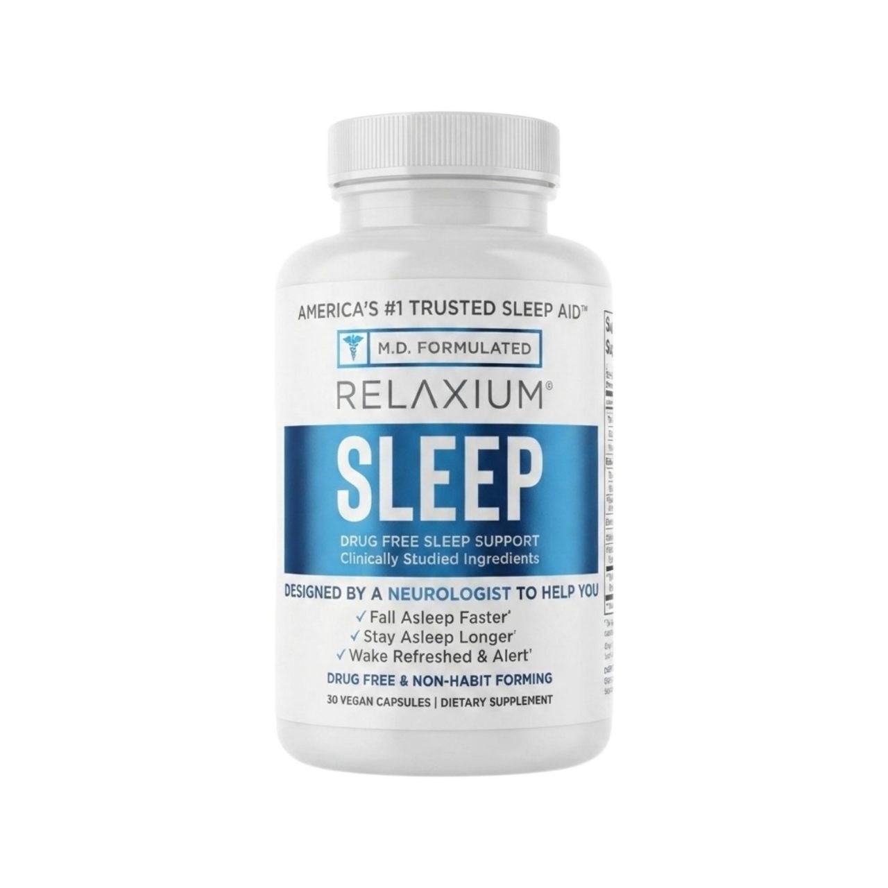 SUPLEMENTO PREMIUM DE APOYO AL SUEÑO CLÍNICAMENTE DISEÑADO POR NEURÓLOGOS RELAXIUM SLEEP 30 CÁPSULAS VEGANAS