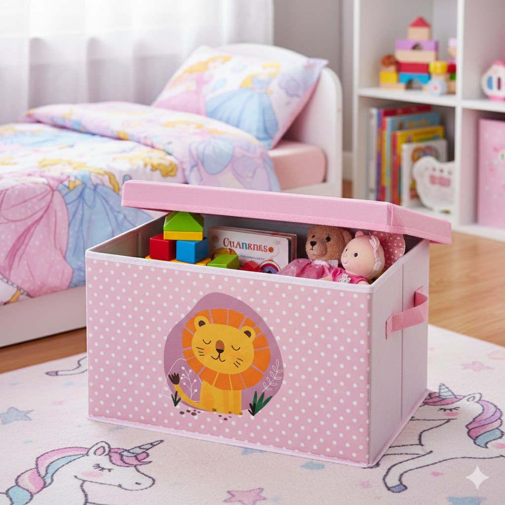 ORGANIZADOR CAJA DE ALMACENAMIENTO MULTIUSOS PARA NIÑOS DE TELA CON INTERIOR REFORZADO 25X30X40CM