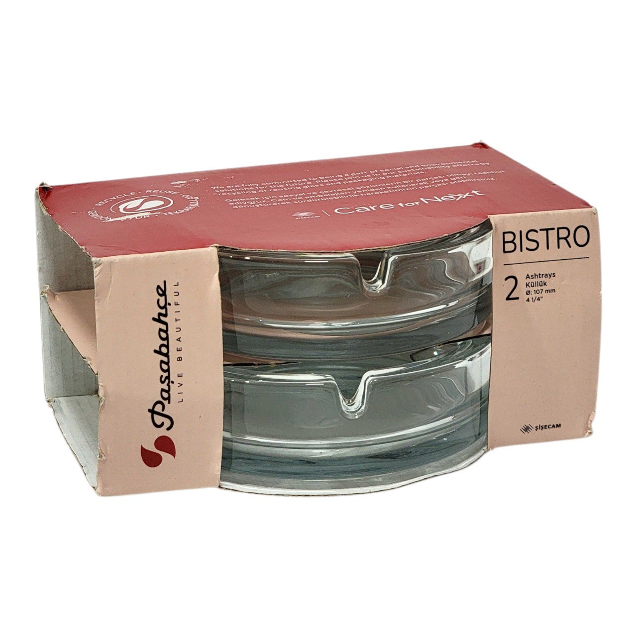 SET DE CENICEROS DE VIDRIO 2PCS PASABAHCE 107MM