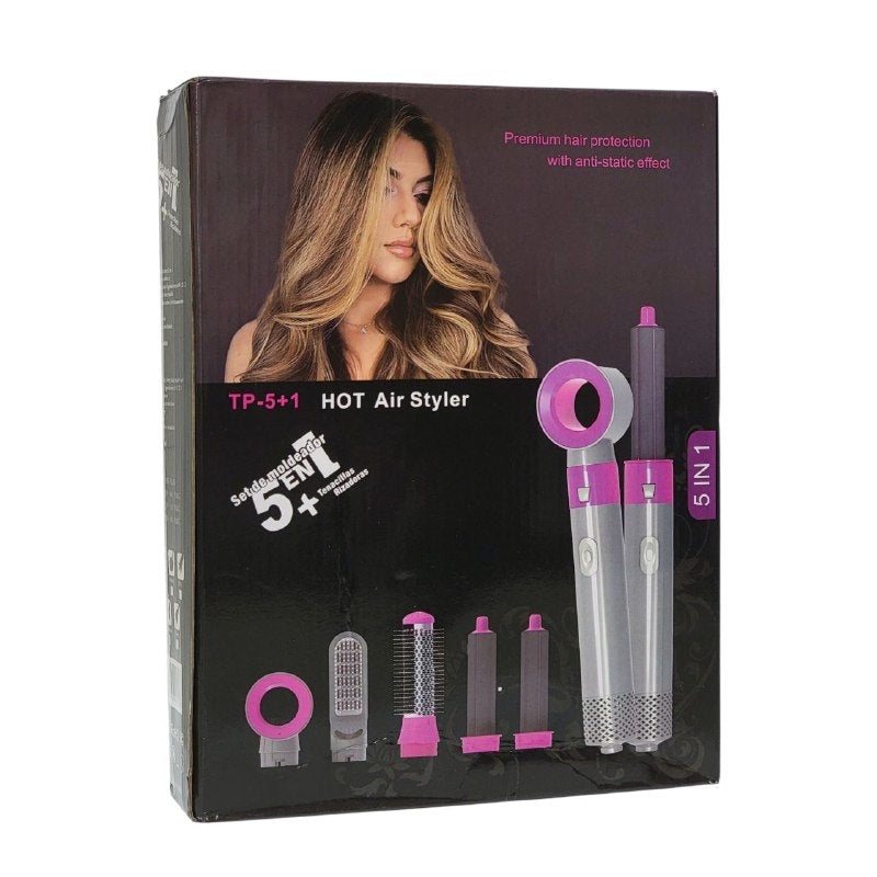 CEPILLO SECADOR MULTIUSOS 5 EN 1 PARA EL CABELLO, INTERRUPTOR 4 POSICIONES, INDICADOR DE ENCENDIDO, PROTECCION DE SOBRECALENTAMIENTO, CABLE GIRATORIO, 1000W ANTIESTATICO HOT AIR STYLER