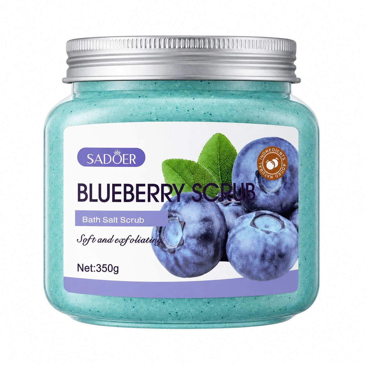 EXFOLIANTE CORPORAL DE SAL DE BAÑO CON EXTRACTO DE ARÁNDANOS SADOER BLUEBERRY BATH SALT SCRUB 350 G / 12.35 OZ
