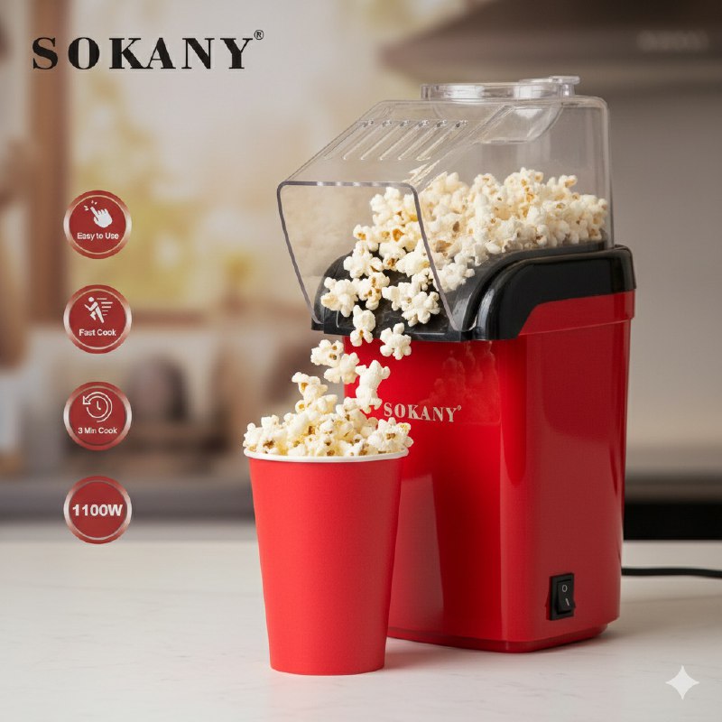 MAQUINA PARA HACER PALOMITAS DE ACERO INOXIDABLE FACIL DE USAR 18X28CM SOKANY SK-299