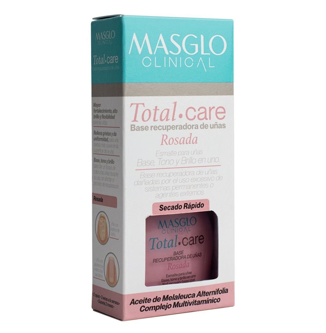 ESMALTE PARA UÑAS ROSADA RECUPERADORA COMPLEJO MULTIVITAMÍNICO ENRIQUECIDA CON MICROESFERAS MASGLO CLINICAL  13.5ML