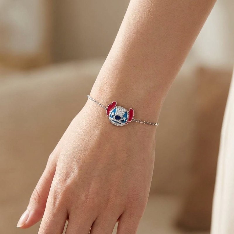 PULSERA DE PLATA 9.25 CON DISEÑO DE STITCH 21CM Y 3.7G