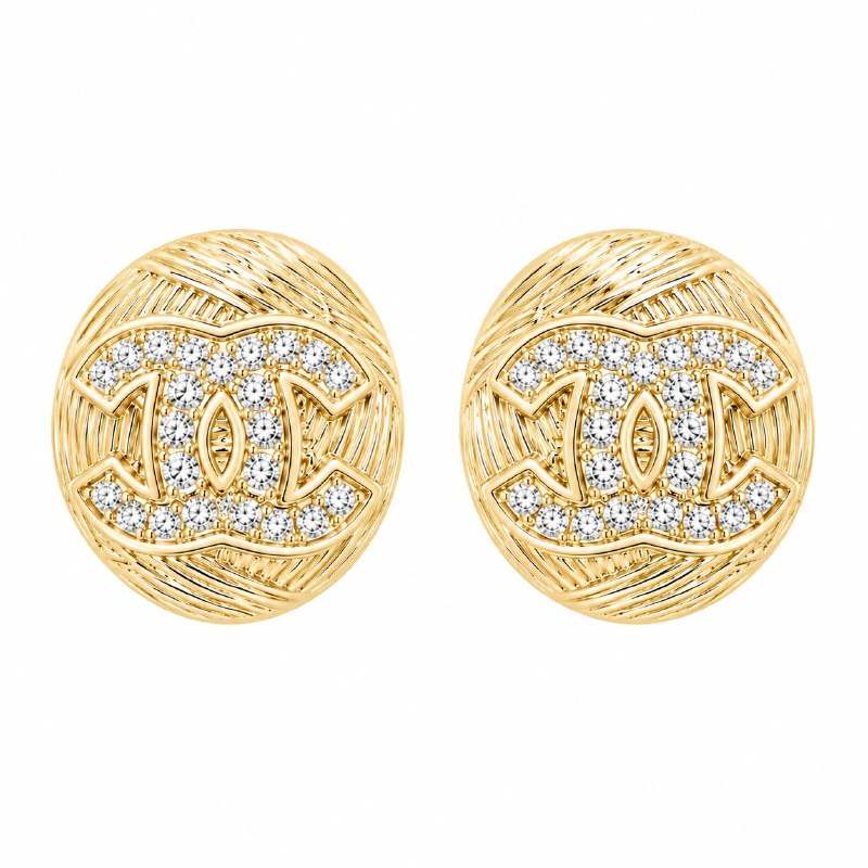 ARITOS DE ENCHAPE PARA DAMA CON DISEÑO DE CHANEL 1.6CM