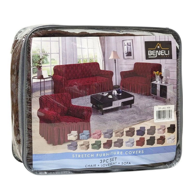 SET DE FORROS ELASTICOS DE MUEBLES, JUEGO DE 3 PIEZAS PARA MUEBLES VARIOS COLORES BENELI HOME