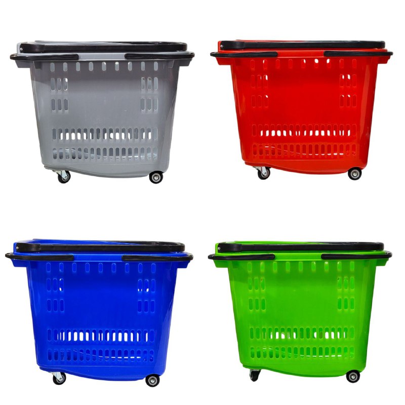 CANASTA ORGANIZADORA, CESTA PORTATIL CON RUEDAS DE MERCADO PARA LLEVAR TODO TIPO DE ARTICULOS, PRACTICA Y FACIL DE TRANSPORTE, MULTIUSOS 40X41X30CM, 4 ESTILOS