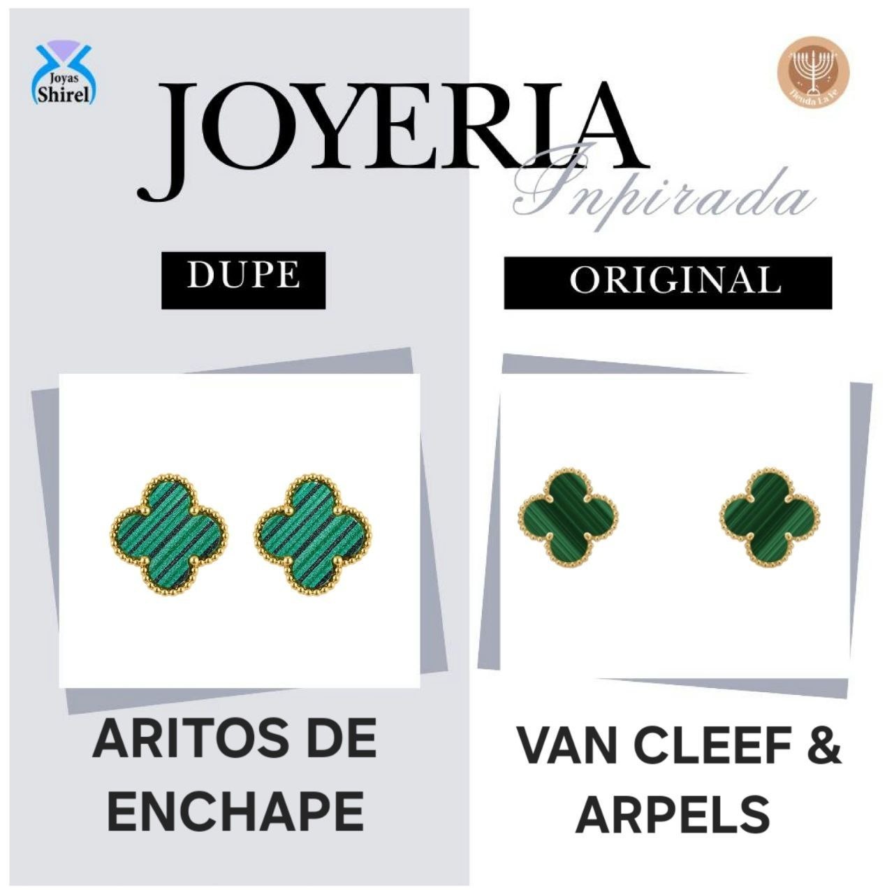 ARETES DE ENCHAPE PARA DAMA CON MOTIVO DE TRÉBOL VINTAGE