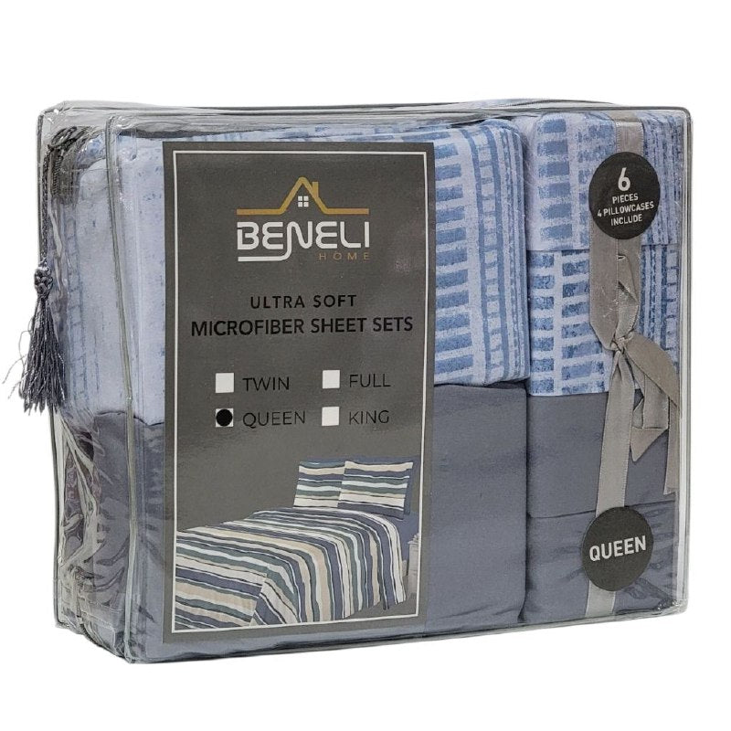 JUEGO DE SABANAS CAMERA DE 6 PIEZAS QUEEN BENELI HOME, 10 ESTILOS