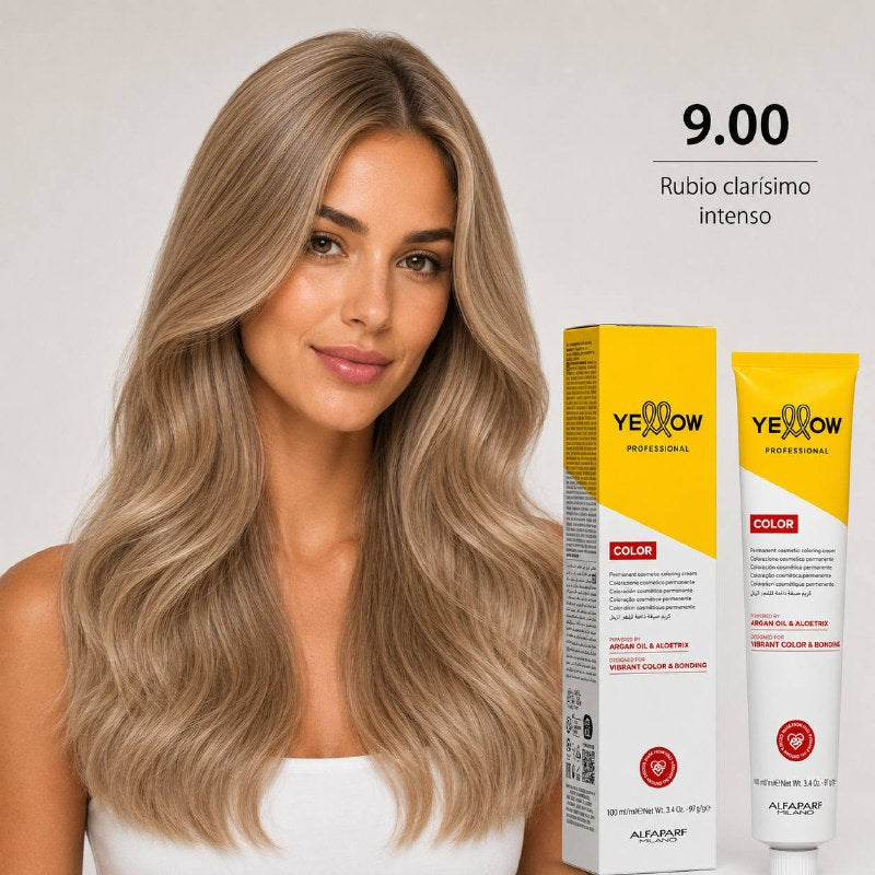 TINTE PERMANENTE PARA EL CABELLO CON ACEITE DE ARGAN Y ALOETRIX TONO 9.00 RUBIO CLARISIMO INTENSO ALFAPARF 100ML