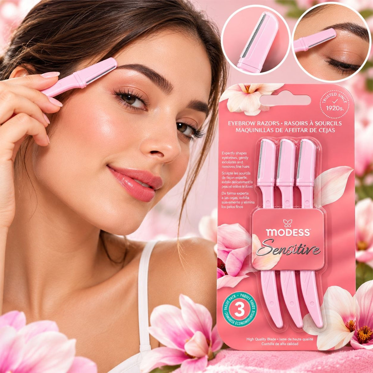 SET DE PERFILADORES DE CEJAS Y RASURADORES FACIALES SENSITIVE 3PCS MODESS