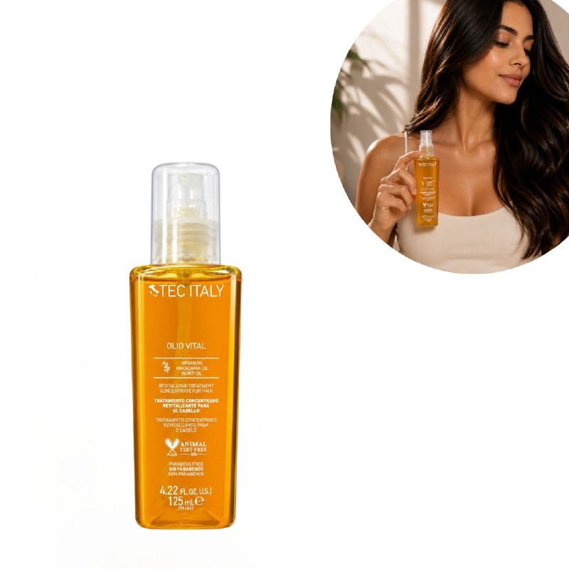 ACEITE CAPILAR CONCENTRADO REVITALIZANTE DE NUTRICION INTENSA Y RESTAURACION DE BRILLO CON ACEITE DE ARGAN TEC ITALY 125ML