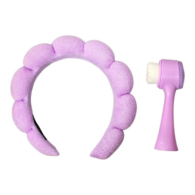 KIT DE CUIDADO FACIAL Y LIMPIEZA DE VINCHA Y CEPILLO FACIAL LIMPIADOR SWEET BEAUTY