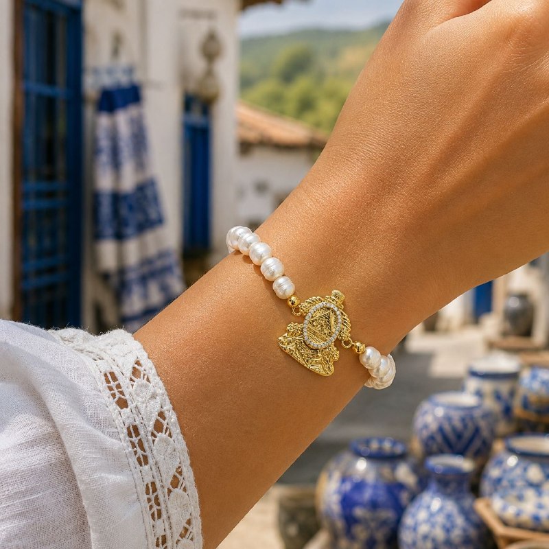 PULSERA DE ENCHAPE ELASTICA PARA DAMA CON DISEÑO DE HONDURAS