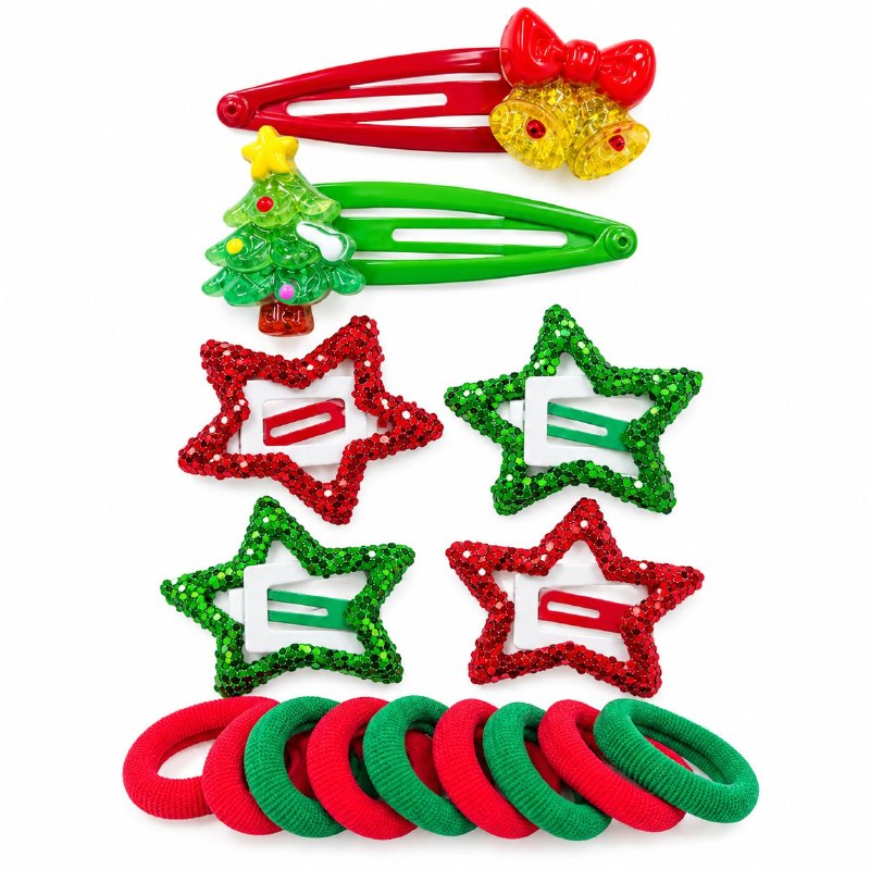 SET DE ACCESORIOS PARA EL CABELLO CON DISEÑOS NAVIDEÑOS PARA NIÑAS