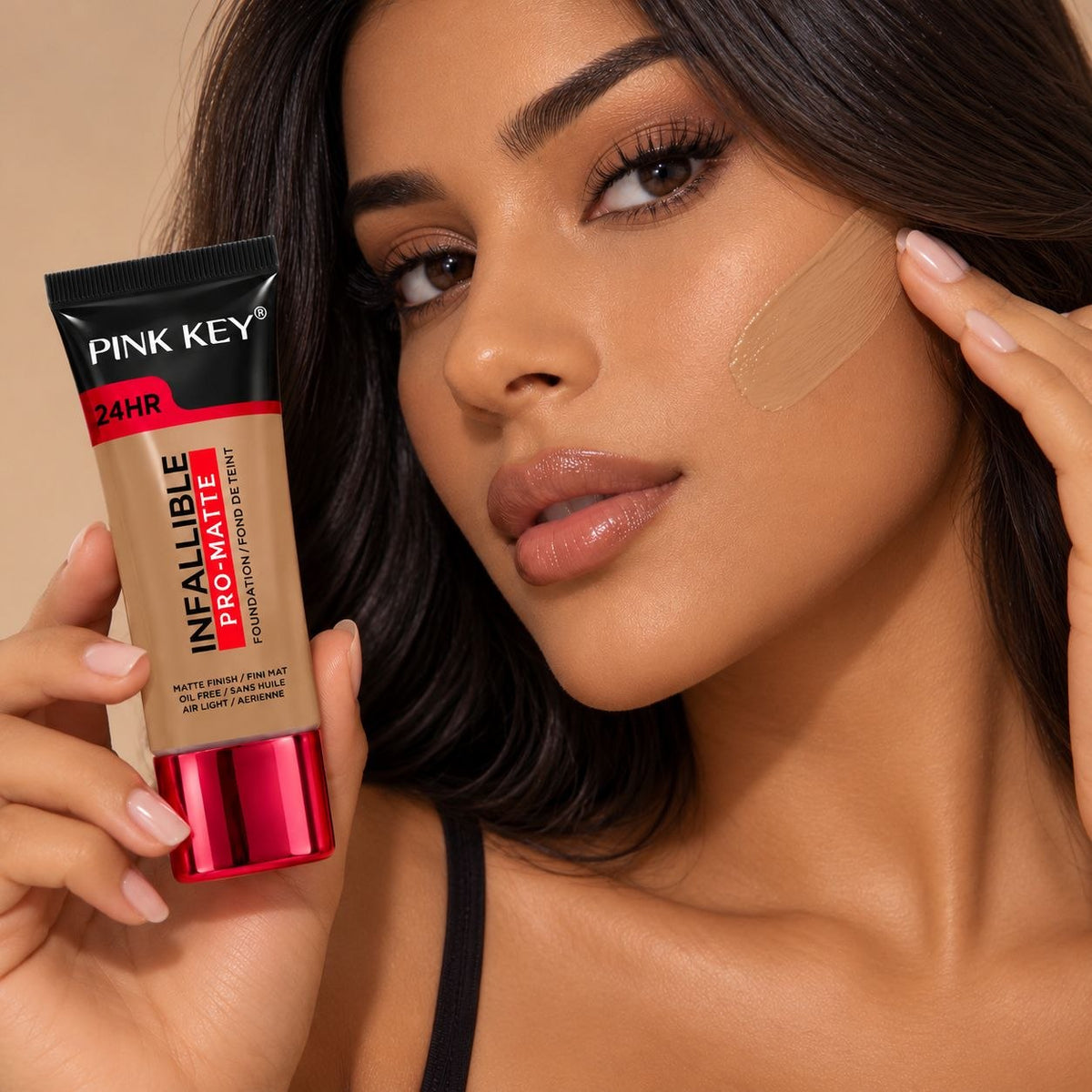 BASE DE MAQUILLAJE LÍQUIDA ACABADO MATE ECONÓMICA PINK KEY 24H