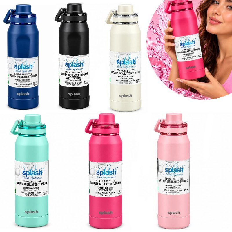 BOTE TERMICO DE ACERO INOXIDABLE CON ASA SPLASH 1000ML