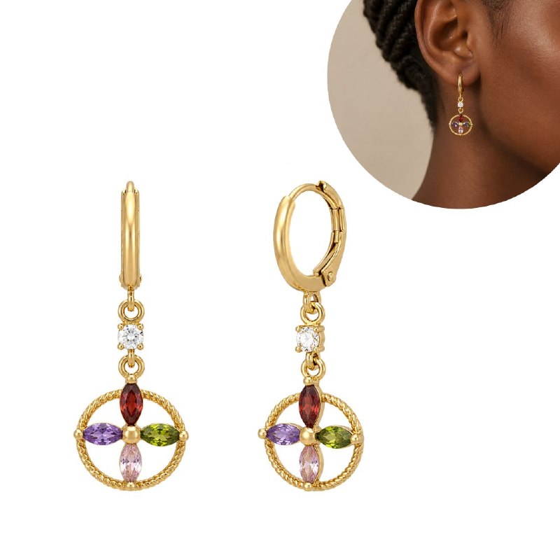 ARGOLLAS DE ENCHAPE PARA DAMA CON DISEÑO DE FLOR 3CM