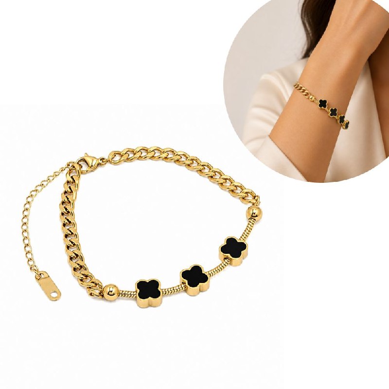 PULSERA DE ENCHAPE PARA DAMA CON DISEÑO DE FLOR 19CM