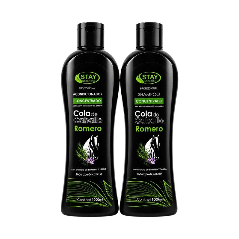 SET DE SHAMPOO Y ACONDICIONADOR DE COLA DE CABALLO Y ROMERO ANTICAIDA Y ESTIMLULANTE DEL CRECIMIENTO STAY BEAUTIFUL 1000MLX2