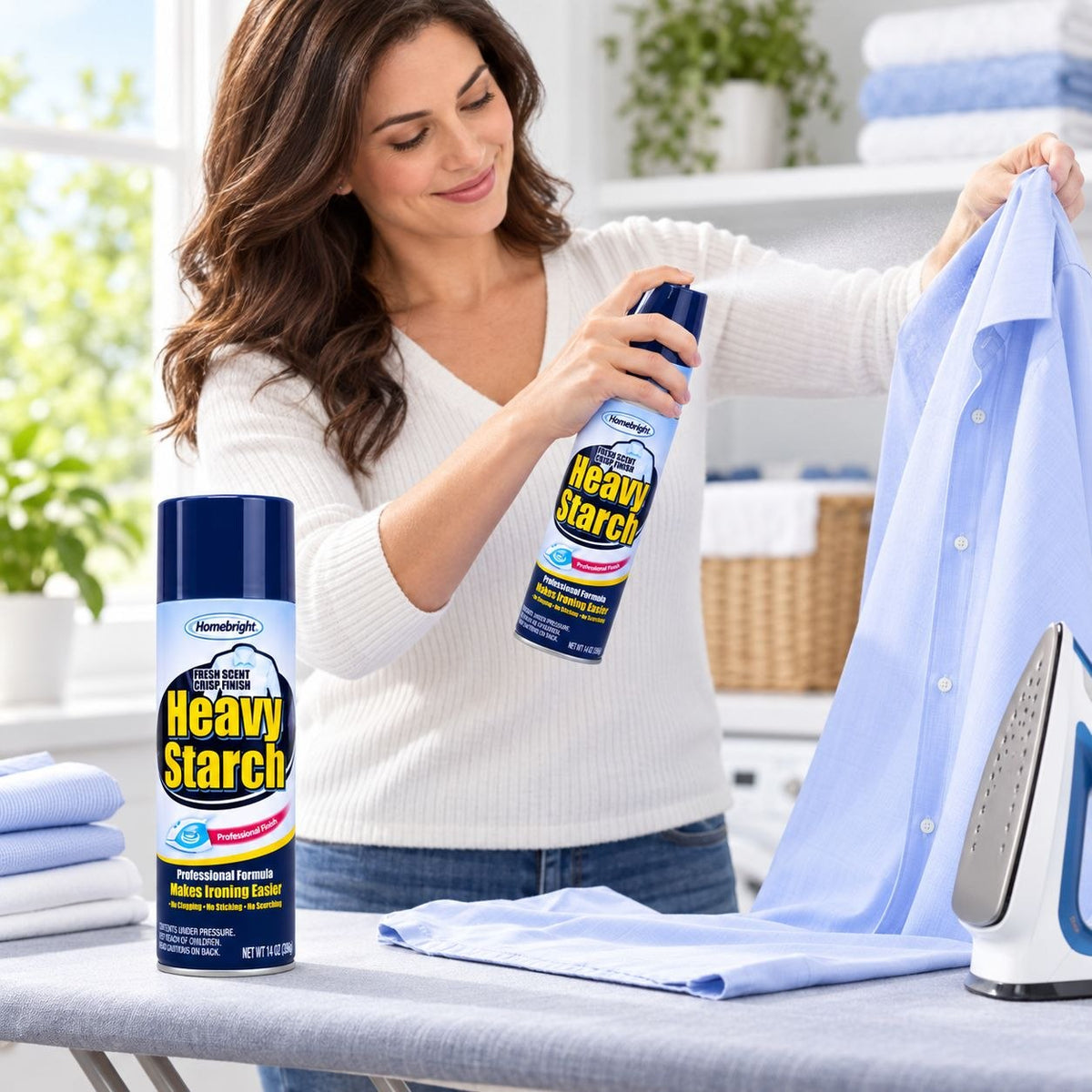 ALMIDÓN EN AEROSOL PARA PLANCHADO HEAVY STARCH AROMA FRESCO HOMEBRIGHT 396G