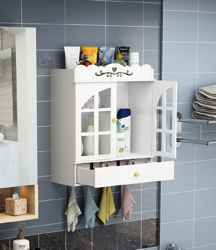 ESTANTE ORGANIZADOR DE BAÑO DE PARED COLOR BLANCO 39X17.5X44CM