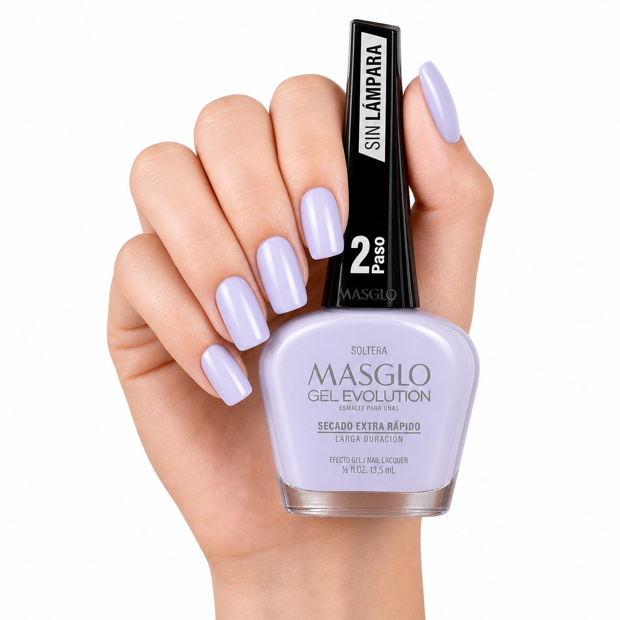 ESMALTE DE UÑAS CON EFECTO GEL DE SECADO EXTRA RÁPIDO MASGLO GEL EVOLUTION PASO 2 "ESTILO SOLTERA" 13.5 ML