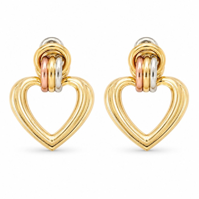 ARITOS DE ENCHAPE PARA DAMA CON DISEÑO DE CORAZON 4.4CM