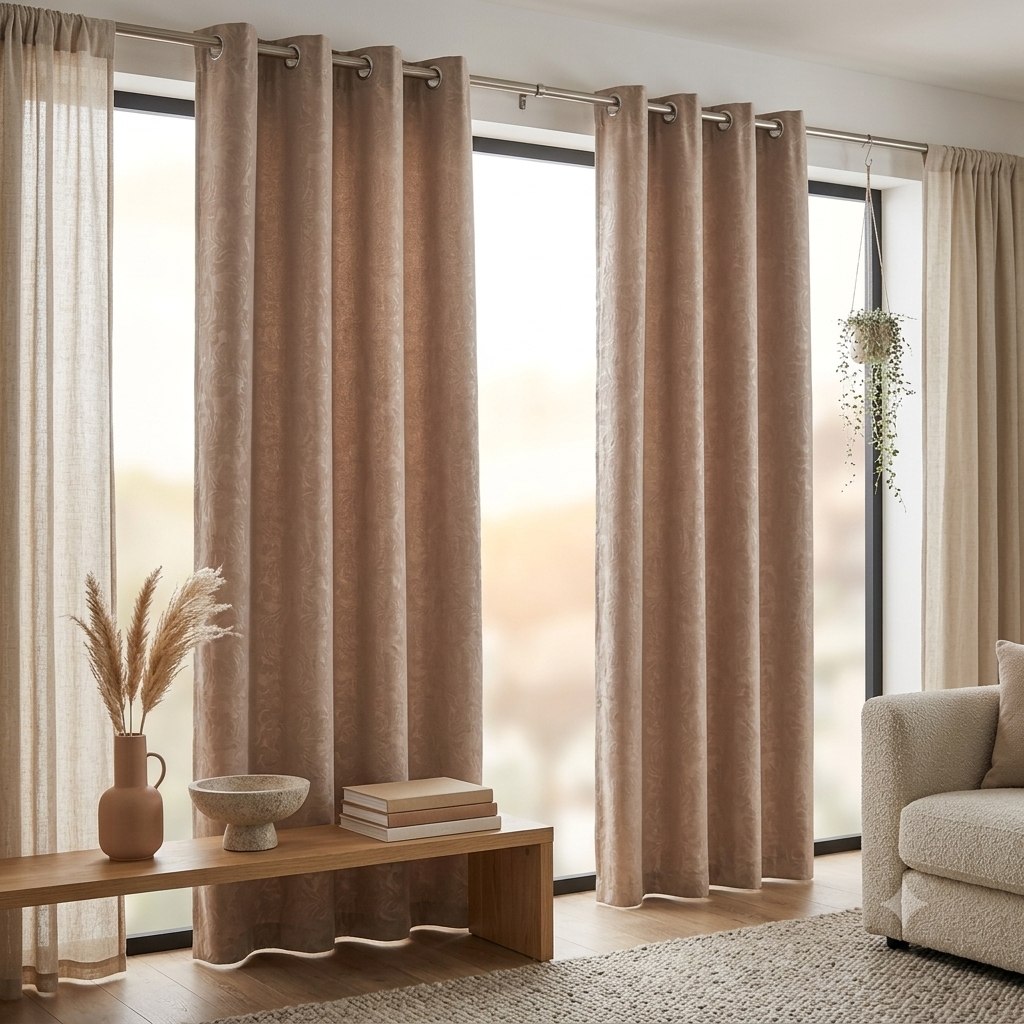 CORTINA PREMIUM DE MICROFIBRA CON RELIEVE BENELI HOME 137X229CM
