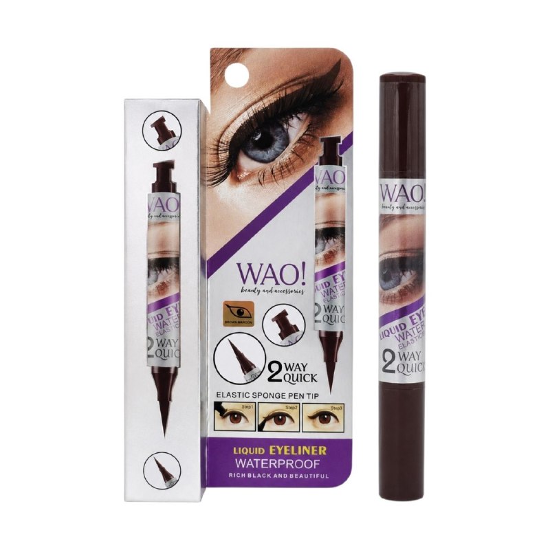 DELINEADOR PARA OJOS LIQUIDO 2 EN 1 RESISTENTE AL AGUA COLOR MARRON GRANATE WAO BEAUTY