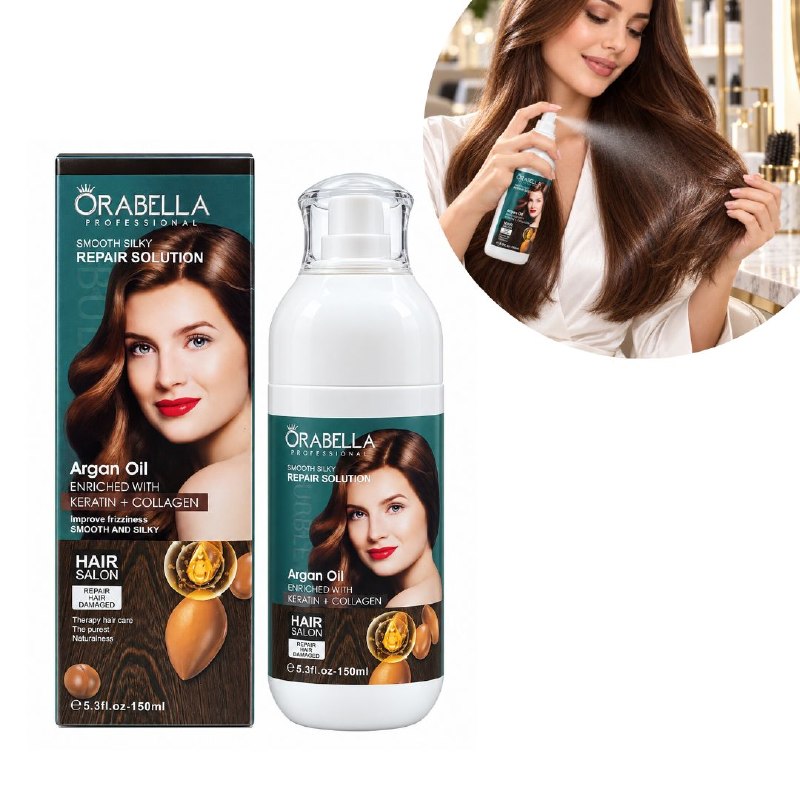 TRATAMIENTO CAPILAR REPARADOR INTENSIVO CON ACEITE DE ARGAN, KERATINA Y COLAGENO SIN ENJUAGUE ORABELLA 150ML