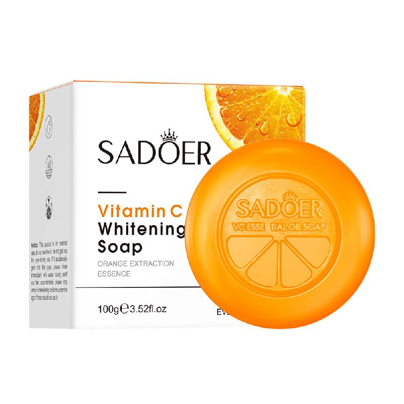 JABON FACIAL EN BARRA DE VITAMINA C BLANQUEADOR CON ESENCIA DE EXTRACCION DE NARANJA SADOER 100G