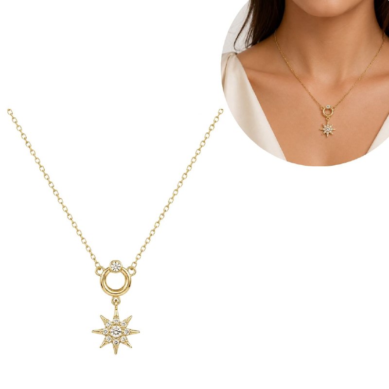 GARGANTILLA DE ENCHAPE PARA DAMA CON DISEÑO DE ESTRELLA DE DAVID 3CM
