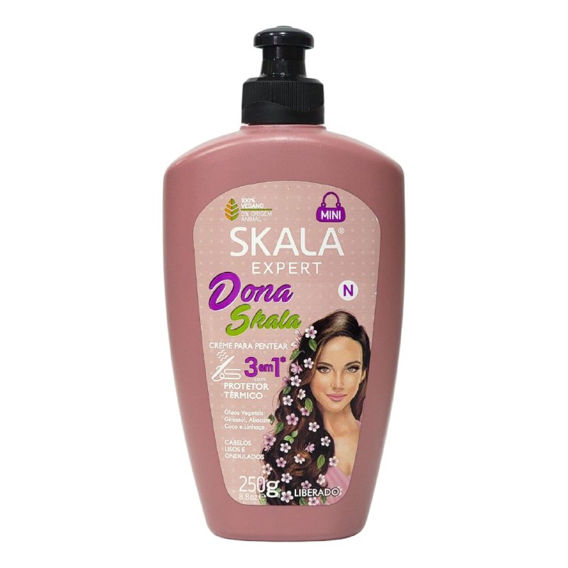 CREMA PARA PEINAR DONA SKALA 3 EN 1 CON PROTECCION TERMICA CON ACEITES VEGETALES, CABELLO LISO Y ONDULADO SKALA EXPERT 250G