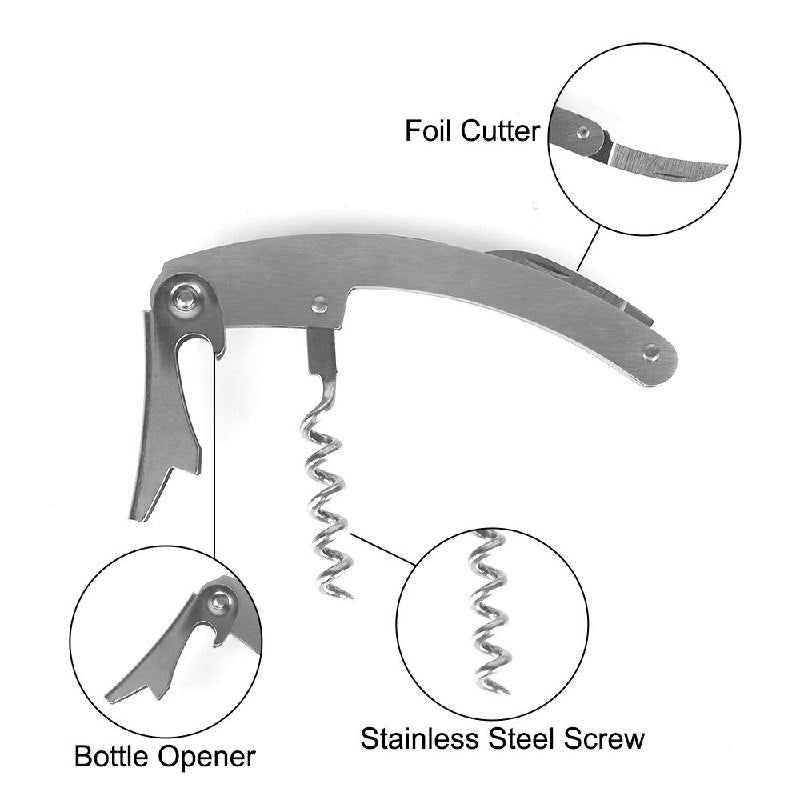 HERRAMIENTAS SACA CORCHO , ABRIDOR DE VINOS DE 5 PIEZAS, ESTUCHE DE TRANSPORTE CON FORMA DE BOTELLA 32X10CM