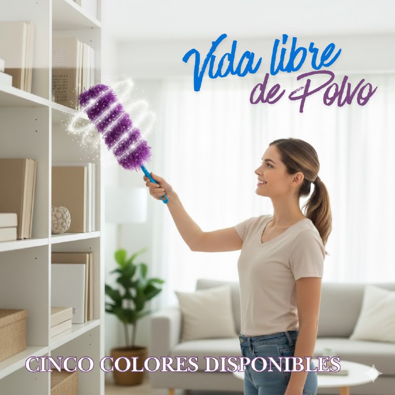 PLUMERO LIMPIADOR DE MICROFIBRA PARA LIMPIEZA 53CM, ATRAPA Y RETIENE EL POLVO, 5 COLORES