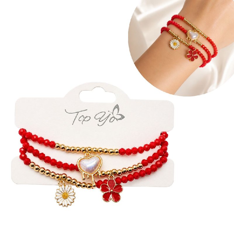 SET DE 3 PULSERAS AJUSTABLES  DE ENCHAPE PARA DAMAFORMA FLOR