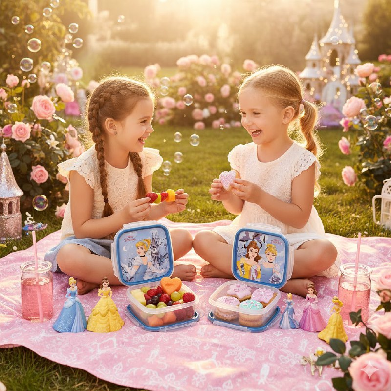 RECIPIENTE PANA PARA ALIMENTOS PARA NIÑAS CON DISEÑO DE PRINCESAS KENDY 7X16X16CM