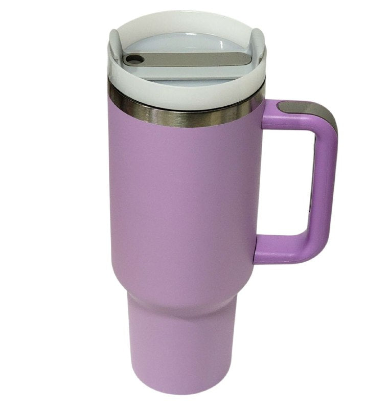 VASO TERMICO DE ACERO INOXIDABLE, DOBLE PARED AL VACIO CON ASA, 3 COLORES 40OZ