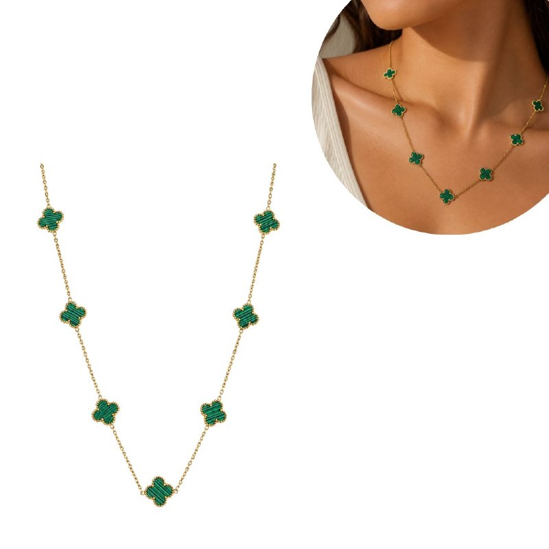 GARGANTILLA DE ENCHAPE PARA DAMA CON DISEÑO DE FLOR 2.1CM (DUPE DE VAN CLEEF)