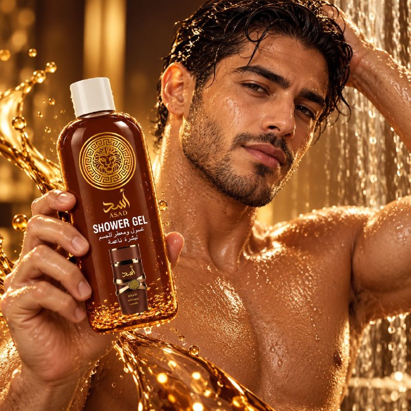 GEL DE DUCHA LIMPIADOR SUAVE CON ESENCIAS PERFUMADAS DE ASAD 1000ML (AROMA SIMILAR LATTAFA ASAD BOURBON)
