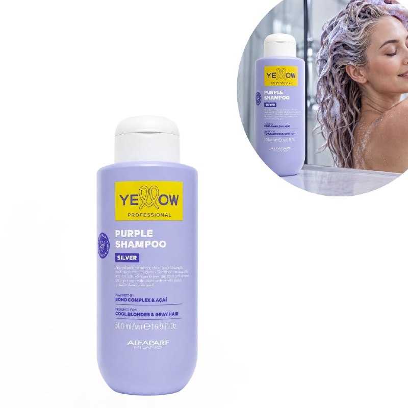 SHAMPOO MATIZADOR NEUTRALIZADOR DE TONOS AMARILLOS Y PROTECTOR DE COLOR CON PIGMINTOS VIOLETAS Y ACAI ALFAPARF 500ML