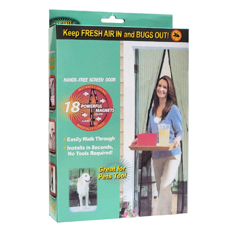 CORTINA MOSQUITERO MAGNETICA, CORTINA DE MALLA RESISTENTE, FACIL DE INSTALAR PARA PUERTAS SIN HERRAMIENTAS 210X49CM