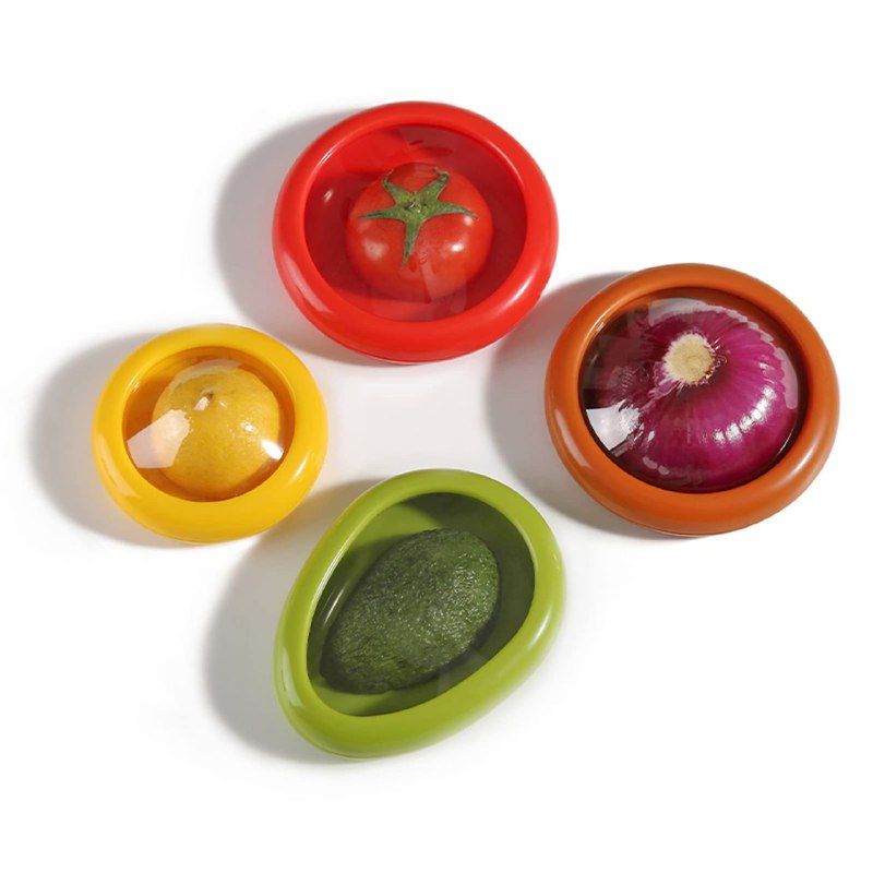 RECIPIENTES DE ALMACENAMIENTO ALMACENADOR DE FRUTAS Y VERDURAS PARA REFRIGERADOR. CONTENEDORES DE ALIMENTOS REUTILIZABLES HERMETICOS FRESCOS, LIMON, CEBOLLA, AGUACATE, TOMATE FRESH STRETCH 4UND