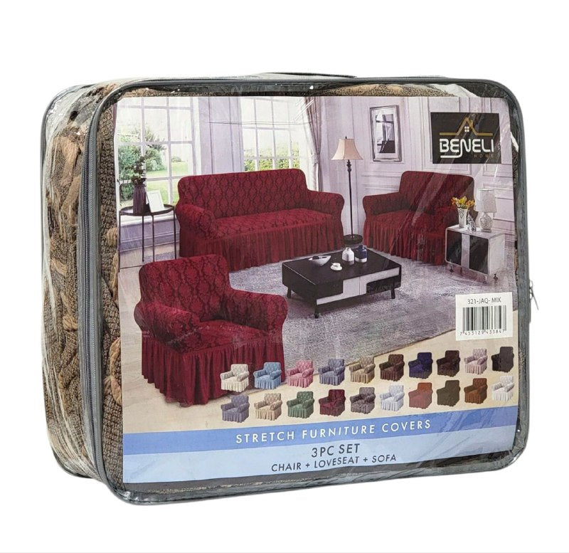 SET DE FORROS ELASTICOS DE MUEBLES, JUEGO DE 3 PIEZAS PARA MUEBLES VARIOS COLORES BENELI HOME