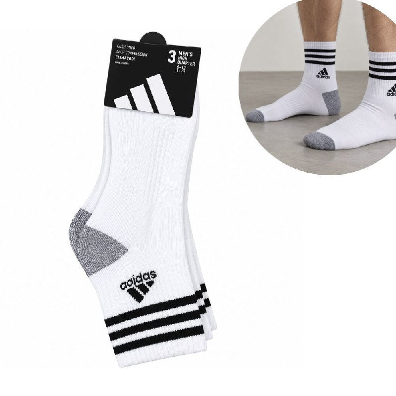 CALCETA TOBILLERA ALTA ORIGINAL ADIDAS PARA HOMBRE 3 PARES TALLA HOMBRE 6-12