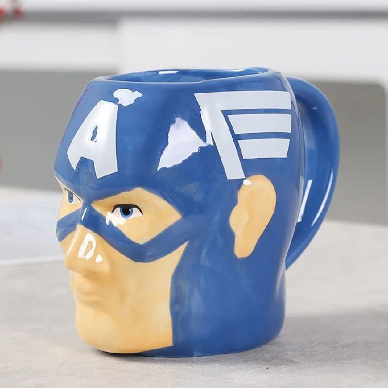 TAZA DE CERAMICA, RESISTENTE AL CALOR, MANGO CREATIVO DISEÑO ABS MARVEL CAPITAN AMERICA