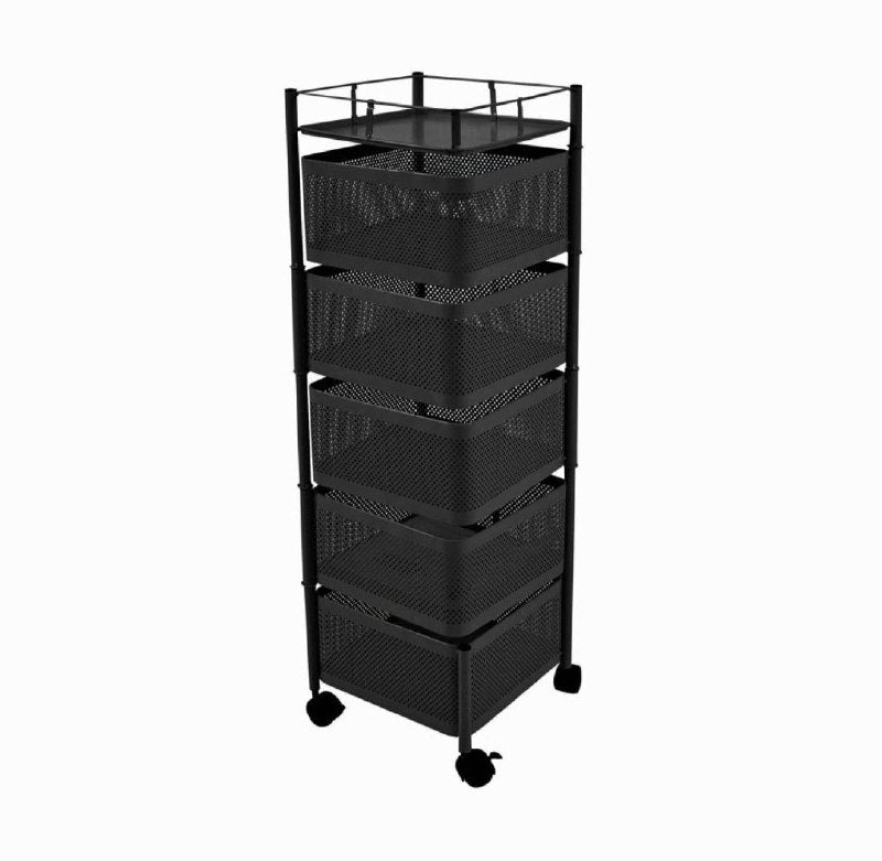 ESTANTE ORGANIZADOR MULTIFUNCIONAL GIRATORIO CUADRADO DE 5 NIVELES 90X28CM