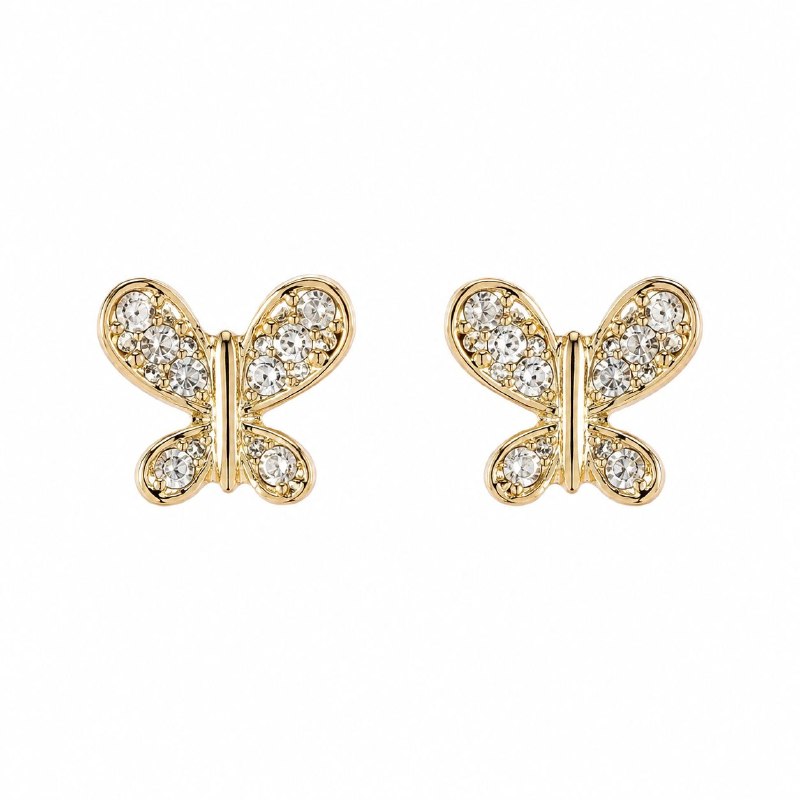 ARITOS DE ENCHAPE PARA DAMA CON DISEÑO DE MARIPOSA 1CM